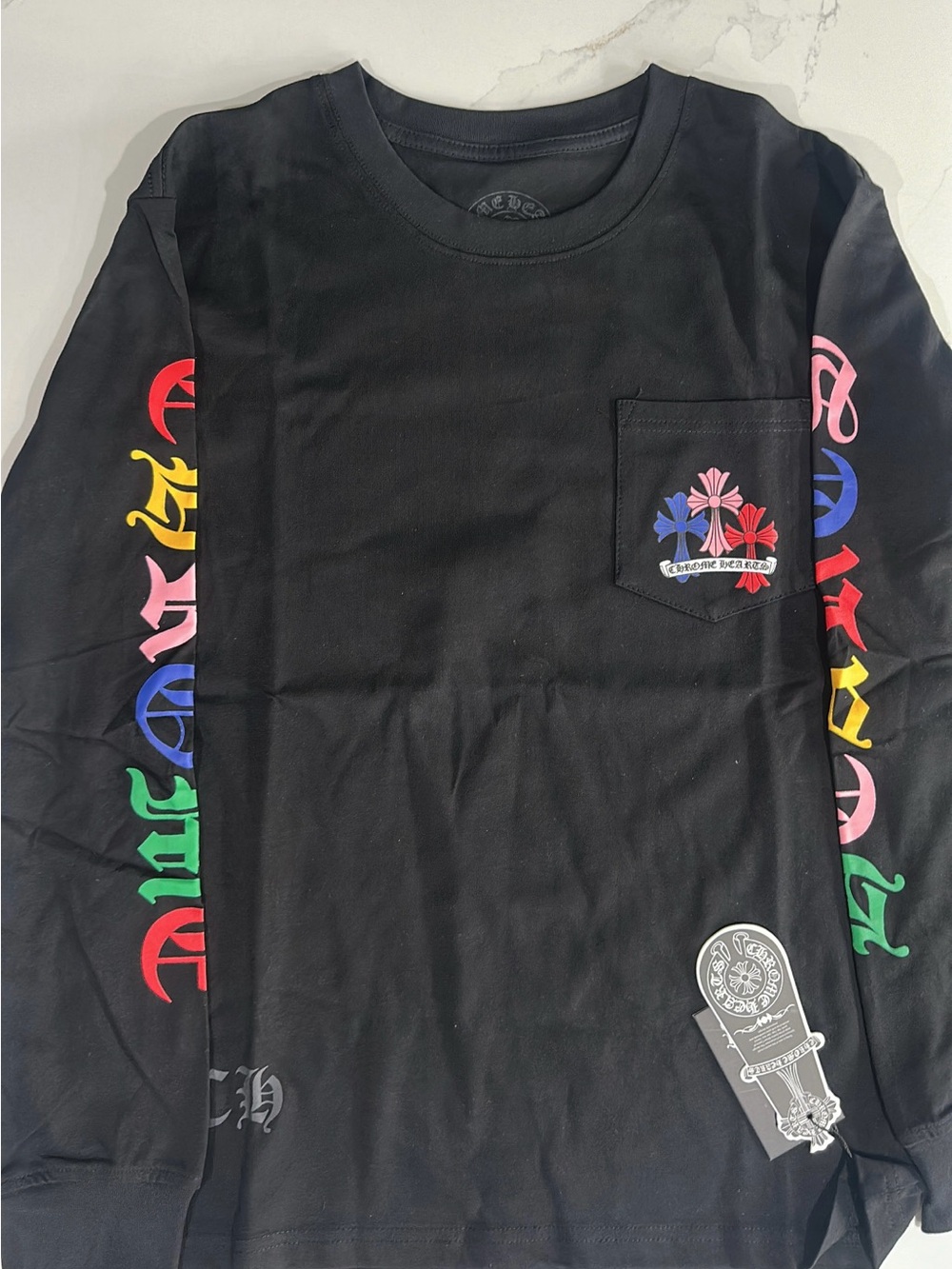 Mens Black Multicolor Chrome Hearts Longsleeve